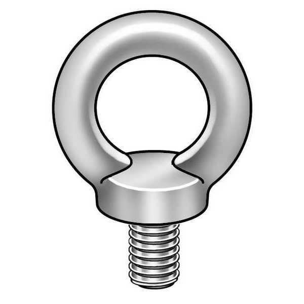 Machinery Eye Bolt With Shoulder,  M6-1.00,  13 mm Shank,  20 mm ID,  Steel,  Zinc Plated,  3 PK