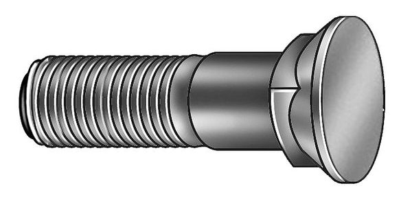 Plow Bolt, Zinc, 5/8-11x1-3/4, Gr 5, PK10