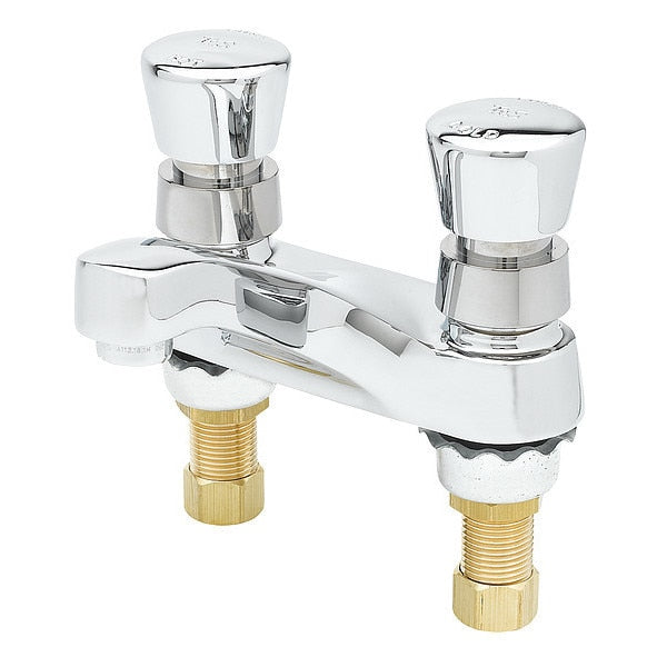 Metering 4" Mount,  2 Hole Low Arc Bathroom Faucet,  Polished chrome