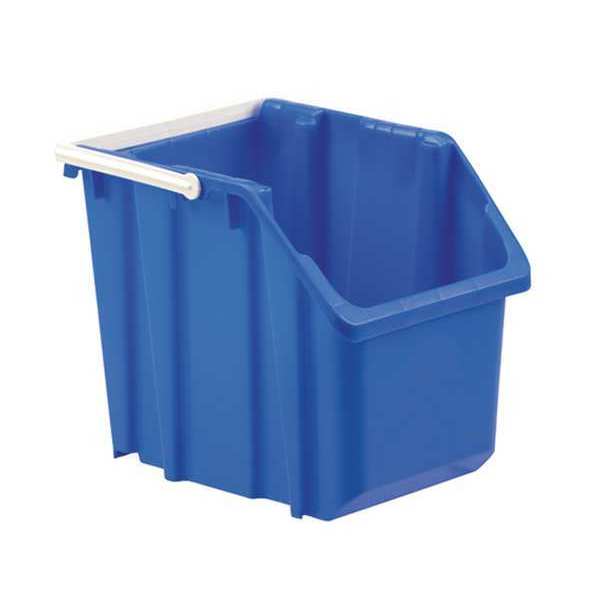 Stack & Nest Bin,  Blue,  Plastic,  11 5/8 in W x 12 1/2 in H,  6 gal Load Capacity