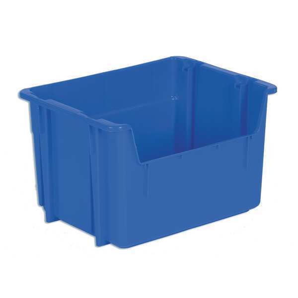 Stack & Nest Bin,  Blue,  Plastic,  20 1/4 in W x 12 3/8 in H,  12 gal Load Capacity