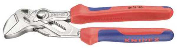 7 1/4 in Straight Jaw Plier Wrench Smooth,  Bi-Material Grip