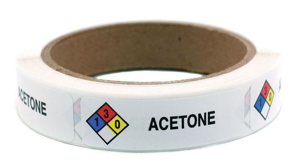 HMIG Label, 3/4" x 2-1/2",  Acetone, PK250