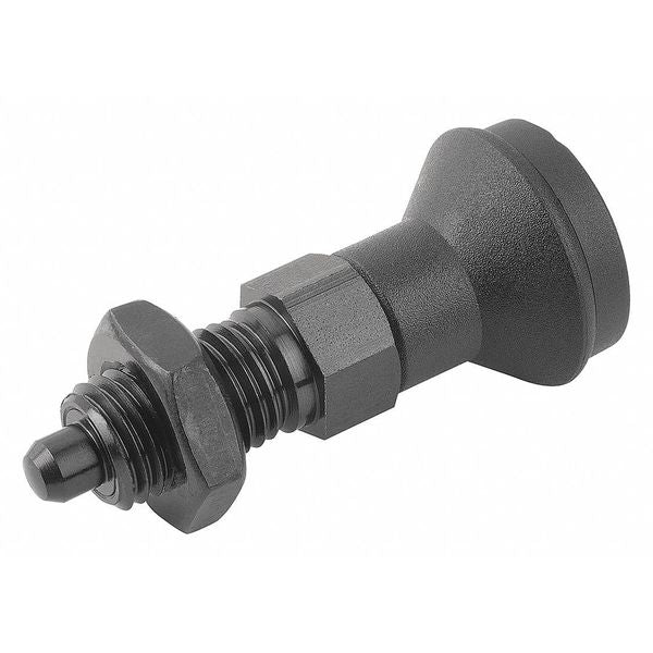 Indexing Plunger D1= M16X1, 5,  D=8,  Style B,  Non-Lockout w Locknut,  Steel Hardened,  Knob Plastic