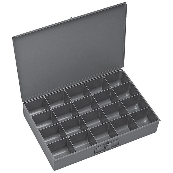 Gray Compartment Box,  12 In D,  18 In W,  3 In H