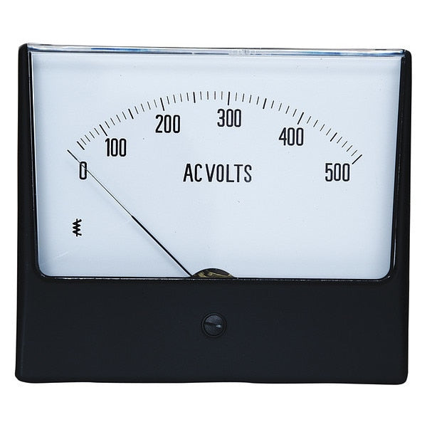 Analog Panel Meter,  AC Voltage,  0-500 AC V,  Size (In.): 2.5