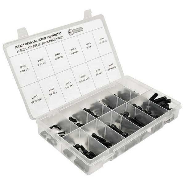 Cap Screw Assortment,  Alloy Steel,  Black Oxide Finish