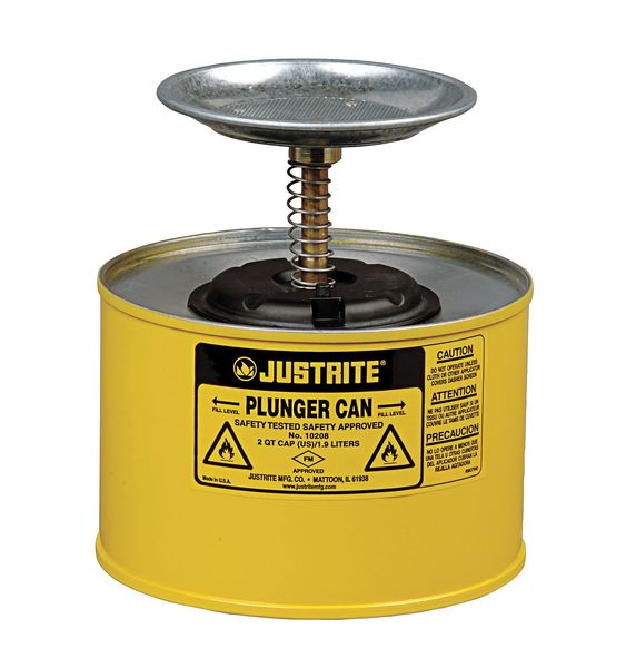 Plunger Can, 1/2 Gal., Steel, Yellow