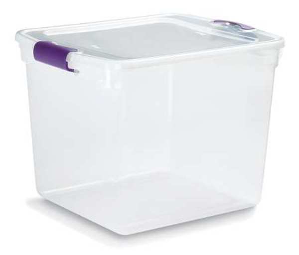 Storage Tote,  Clear,  Polypropylene,  16 1/4 in L,  7.7 gal Volume Capacity