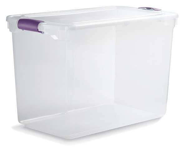 Storage Tote,  Clear,  Polypropylene,  28 3/4 in L,  16 in W,  18 1/4 in H,  28 gal Volume Capacity
