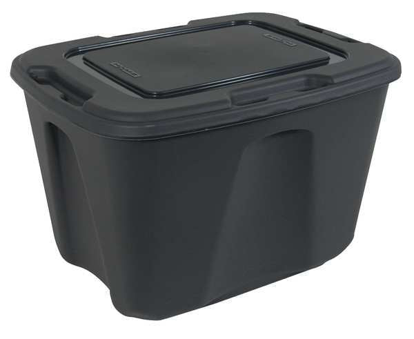 Storage Tote,  Gray,  Polypropylene,  23 1/2 in L,  17 1/2 in W,  15 1/2 in H,  18 gal Volume Capacity