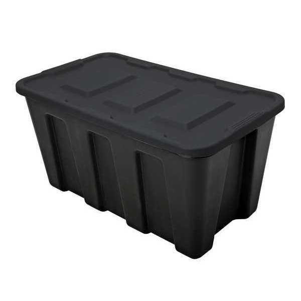 Storage Tote,  Black,  Polypropylene,  32 1/2 in L,  16 3/4 in W,  18 1/2 in H,  34 gal Volume Capacity