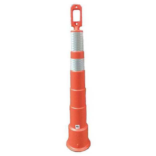 Trim Line Channelizer,  HDPE,  Looper Top,  49 in H,  Orange,  4 Reflective Stripes,  6 in H,  Engineer