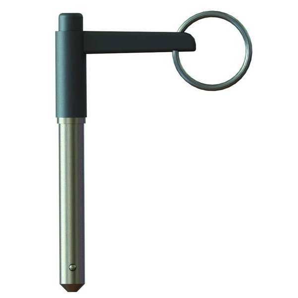 Ball Lock Pin L Hndle, 1/4 X 2.0 Grip, SS