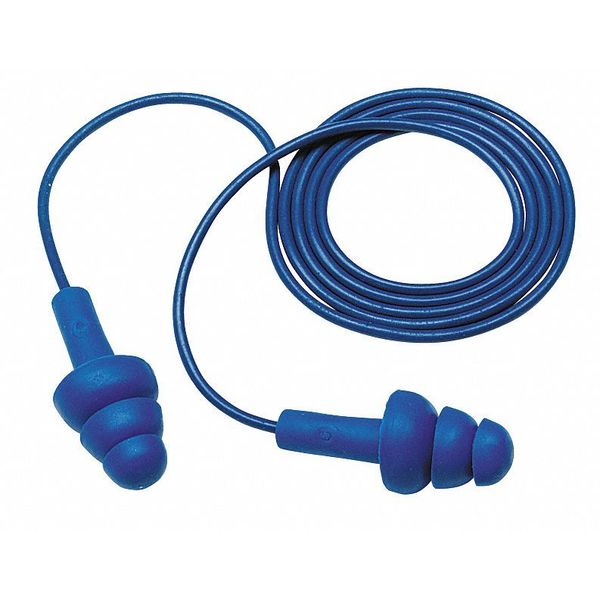 E-A-R UltraFit Reusable Corded Ear Plugs,  Flanged Shape,  NRR 25 dB,  M,  Blue,  200 Pairs