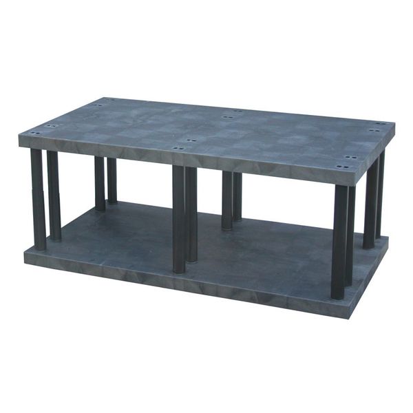Freestanding Plastic Shelving Unit,  Open Style,  36 in D,  66 in W,  27 in H,  2 Shelves,  Black