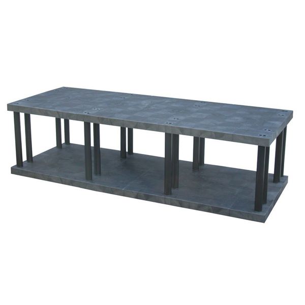 Freestanding Plastic Shelving Unit,  Open Style,  36 in D,  96 in W,  27 in H,  2 Shelves,  Black