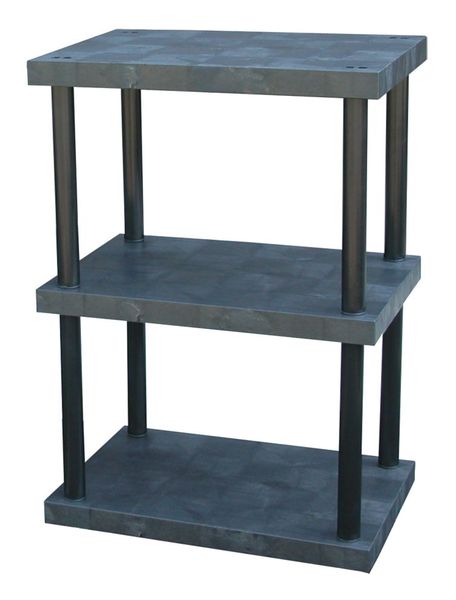 Freestanding Plastic Shelving Unit,  Open Style,  24 in D,  36 in W,  51 in H,  3 Shelves,  Black
