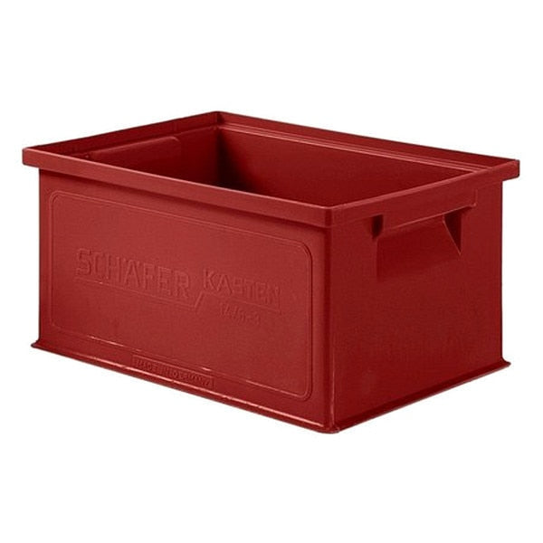 Straight Wall Container,  Red,  Polyethylene,  13 in L,  9 in W,  6 in H,  0.25 cu ft Volume Capacity