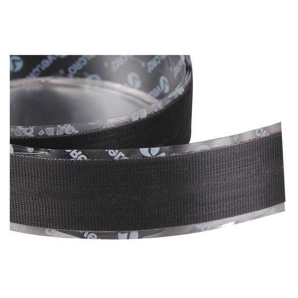 Reclosable Fastener,  Rubber Adhesive,  75 ft,  2 in Wd,  Black