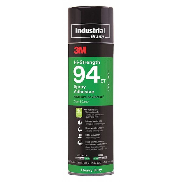 Spray Adhesive,  Hi-Strength 94ET Series,  Clear,  19.8 oz,  Aerosol Can