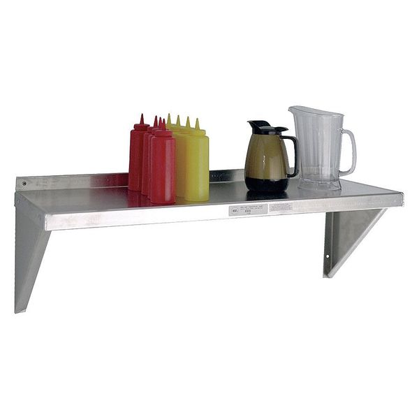 Aluminum Wall Shelf,  18"D x 48"W x 13-1/4"H,  Silver