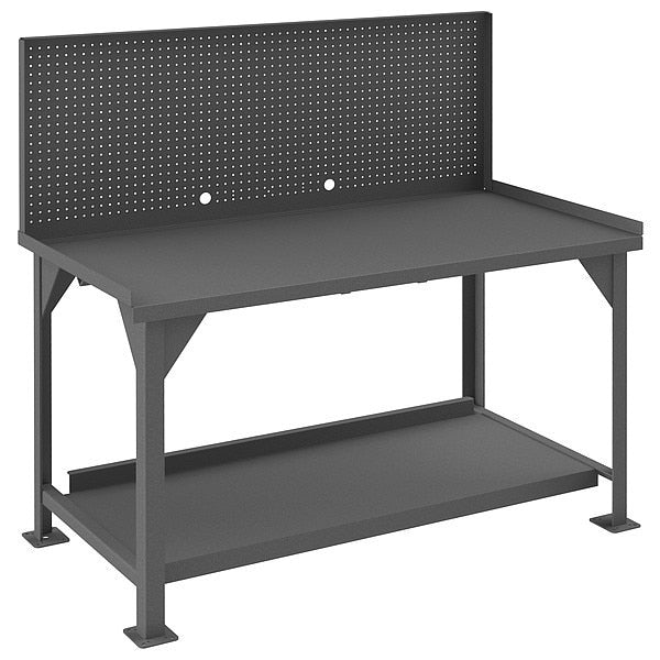 Heavy duty Work Bench with Lips Up & Peg Board,  Steel,  60" W,  34" Height,  4000 lb.,  Straight