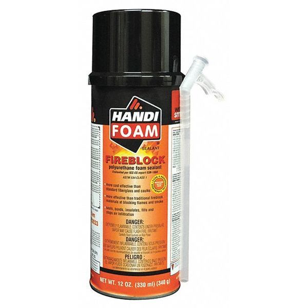 Fire Barrier Spray Foam Sealant,  12 oz,  Aerosol Can,  Orange,  1 Component,  12 PK