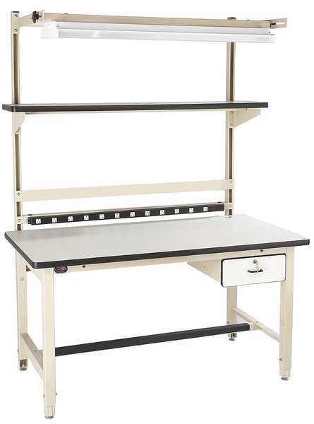 Bolted Workstation,  ESD Laminate,  60" W,  30" to 36" Height,  5000 lb.,  Straight