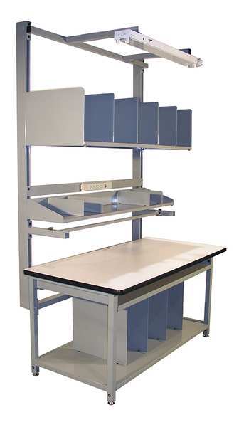 Bolted Packaging Work Benches,  ESD Laminate,  60" W,  30" to 36" Height,  750 lb.,  Straight