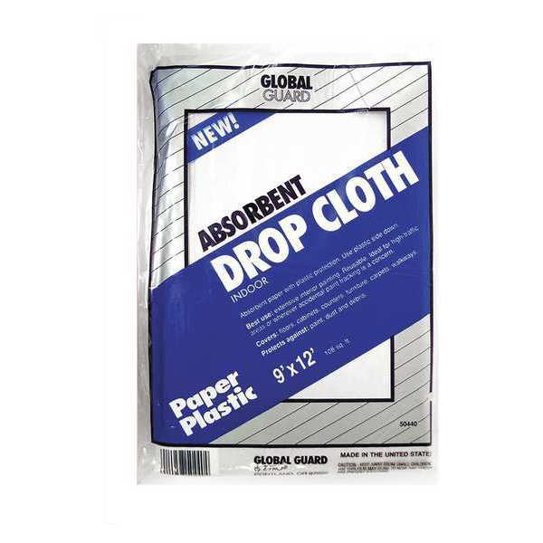 Drop Cloth, Paper, Plastic, 9x12 ft., PK12