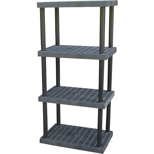 Plastic Shelving Unit,  4 Shelves,  Black