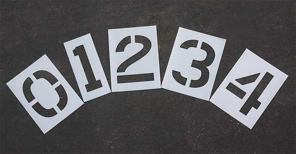 Pavement Stencil, 12 in, Number Kit, 1/16