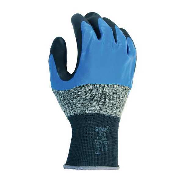 Foam Nitrile Coated Gloves,  3/4 Dip Coverage,  Black/Blue,  M,  PR
