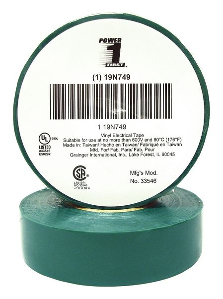 Electrical Tape,  7 mil,  3/4" x 60 ft.,  Green