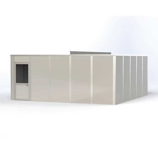 4-Wall Modular In-Plant Office,  8 ft H,  20 ft W,  20 ft D,  Gray