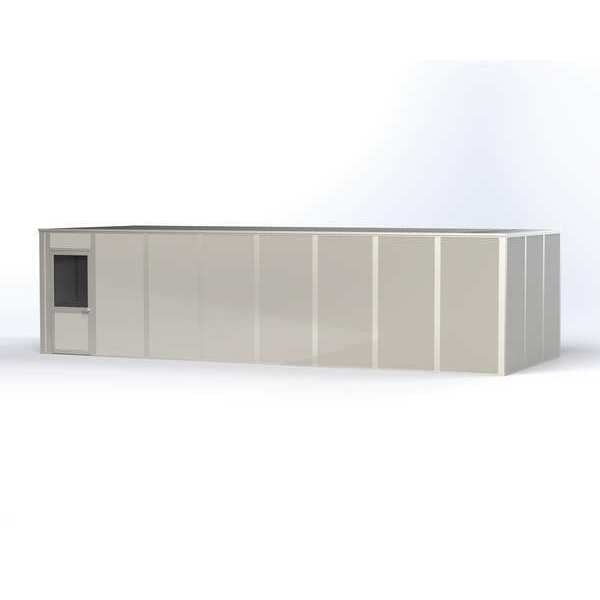 4-Wall Modular In-Plant Office,  8 ft H,  32 ft W,  12 ft D,  Gray