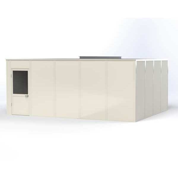 4-Wall Modular In-Plant Office,  8 ft H,  20 ft W,  16 ft D,  White