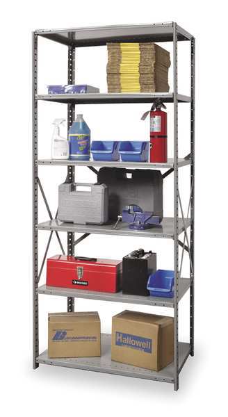 Metal Shelving Unit,  24"D x 36"W x 87"H,  6 Shelves,  Steel