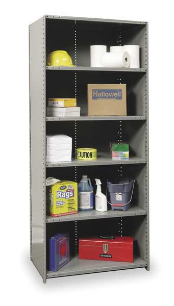 Metal Shelving Unit,  12"D x 48"W x 87"H,  6 Shelves,  Steel